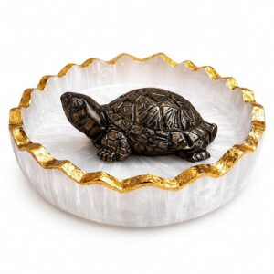 Pyrite Tortoise With Selenite Bowl
